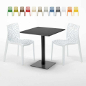 Kiwi helt sort café sæt: 2 Gruvyer farvet stole, 70cm kvadratisk bord Tilbud