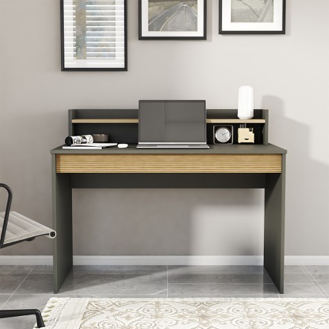 Skrivebord med reol og opbevaringsrum i moderne design 120cm sort træ Heaton Kampagne