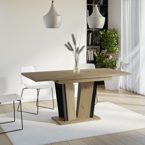 Bord med udtræk til stue køkken 120-160x80cm sort egetræ Doha 2 Kampagne