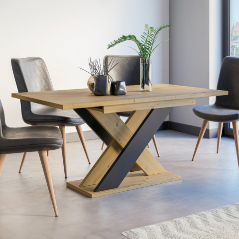 Spisebord med udtræk 120-160x90cm moderne design i sort egetræ Xao. Kampagne