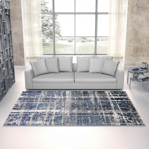 Double BLU001 rektangulær blå design tæppe til under spisebordet og sofa Kampagne