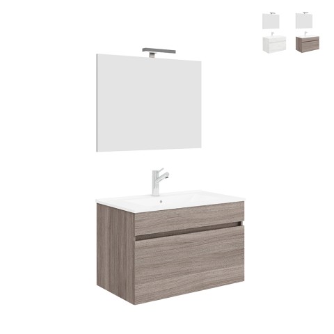 Håndvask med underskab til badeværelset og spejl med LED lys Bogota 80 cm Kampagne