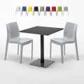 Kiwi helt sort café sæt: 2 Ice farvet stole, 70cm kvadratisk bord Kampagne