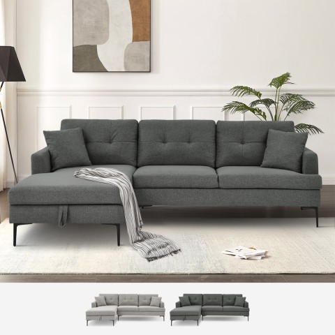 Sofa 3 s?ders hj?rne sofa opbevaring i gr? stof Tangeri Kampagne