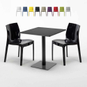 Kiwi helt sort café sæt: 2 Ice farvet stole, 70cm kvadratisk bord Rabatter