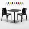 Kiwi helt sort café sæt: 2 Ice farvet stole, 70cm kvadratisk bord Rabatter