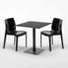 Kiwi helt sort café sæt: 2 Ice farvet stole, 70cm kvadratisk bord Billig