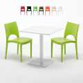 Meringue helt hvidt café sæt: 2 Paris farvet stole, 70cm kvadratisk bord Kampagne