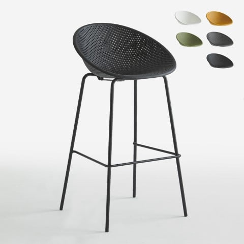 Flaund design barstol med ryglæn sort metal plastik til køkken bar Kampagne