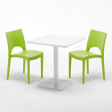 Meringue helt hvidt café sæt: 2 Paris farvet stole, 70cm kvadratisk bord Model