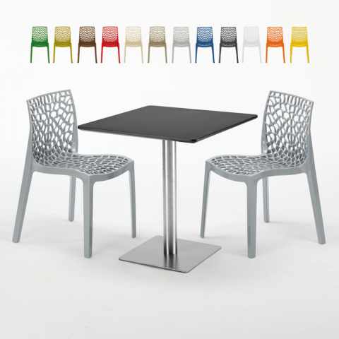 Rum Raisin sort cafebord sæt: 2 Gruvyer farvet stole og 70cm kvadratisk bord