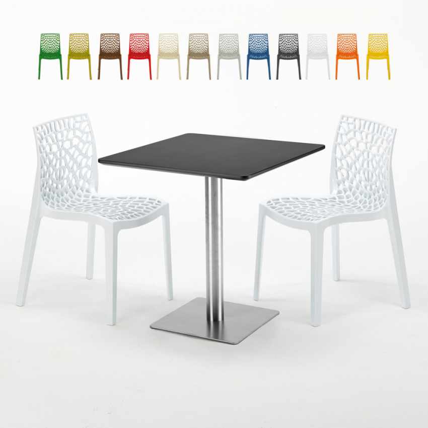 Rum Raisin sort cafebord sæt: 2 Gruvyer farvet stole og 70cm kvadratisk bord Tilbud