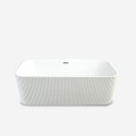 Rektangulært fritstående badekar med hvid rillet design 170x75cm Lemno På Tilbud