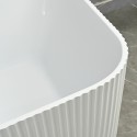 Rektangulært fritstående badekar med hvid rillet design 170x75cm Lemno Udsalg