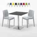 Rum Raisin sort cafebord sæt: 2 Ice farvet stole og 70cm kvadratisk bord Kampagne