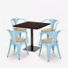 Dunmore cafebord sæt: 4 industrielt farvet stole og 90x90 cm træ bord Pris