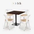 Dunmore cafebord sæt: 4 industrielt farvet stole og 90x90 cm træ bord Kampagne