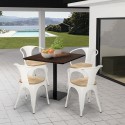 Dunmore cafebord sæt: 4 industrielt farvet stole og 90x90 cm træ bord Model