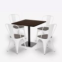Edgar cafebord sæt: 4 industrielt farvet stole og 90x90 cm træ bord 