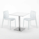 Strawberry hvid cafebord sæt: 2 Gruvyer farvet stole og 70cm kvadratisk bord 