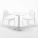 Meringue helt hvidt café sæt: 2 Ice farvet stole, 70cm kvadratisk bord Mål