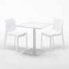 Meringue helt hvidt café sæt: 2 Ice farvet stole, 70cm kvadratisk bord Mål