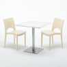 Strawberry hvid cafebord sæt: 2 Paris farvet stole og 70cm kvadratisk bord Egenskaber