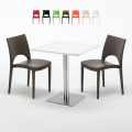 Strawberry hvid cafebord sæt: 2 Paris farvet stole og 70cm kvadratisk bord Kampagne