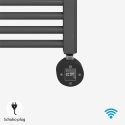 Elektrisk håndklædetørrer 800w med termostat app til badeværelse 120cm Tawoo L Mål