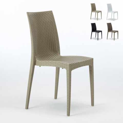 Bistrot stabelbar rattan have stol møbler udendør i plast i flere farver