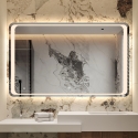 Badeværelsesspejl 130x80cm rektangulær med LED-belysning Morgen XL Udsalg
