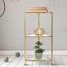 Triangulært hjørnebord med 3 hylder i forgyldt metal og glas Triangle M På Tilbud