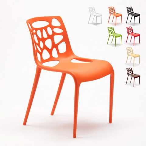 Sæt med 24 Gelateria AHD design spisebordsstole plastik i mange farver