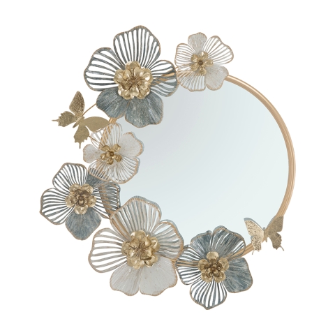 Rund væg spejl med 3D blomsterudsmykninger Amy Kampagne