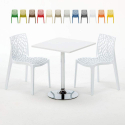 Cocktail hvid cafebord sæt: 2 Gruvyer farvet stole og 70cm kvadratisk bord Tilbud