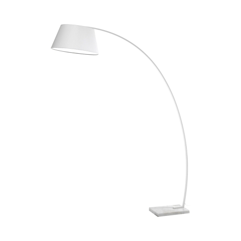 Buegulvlampe i hvidt metal med marmorbase h160 cm Moines Kampagne