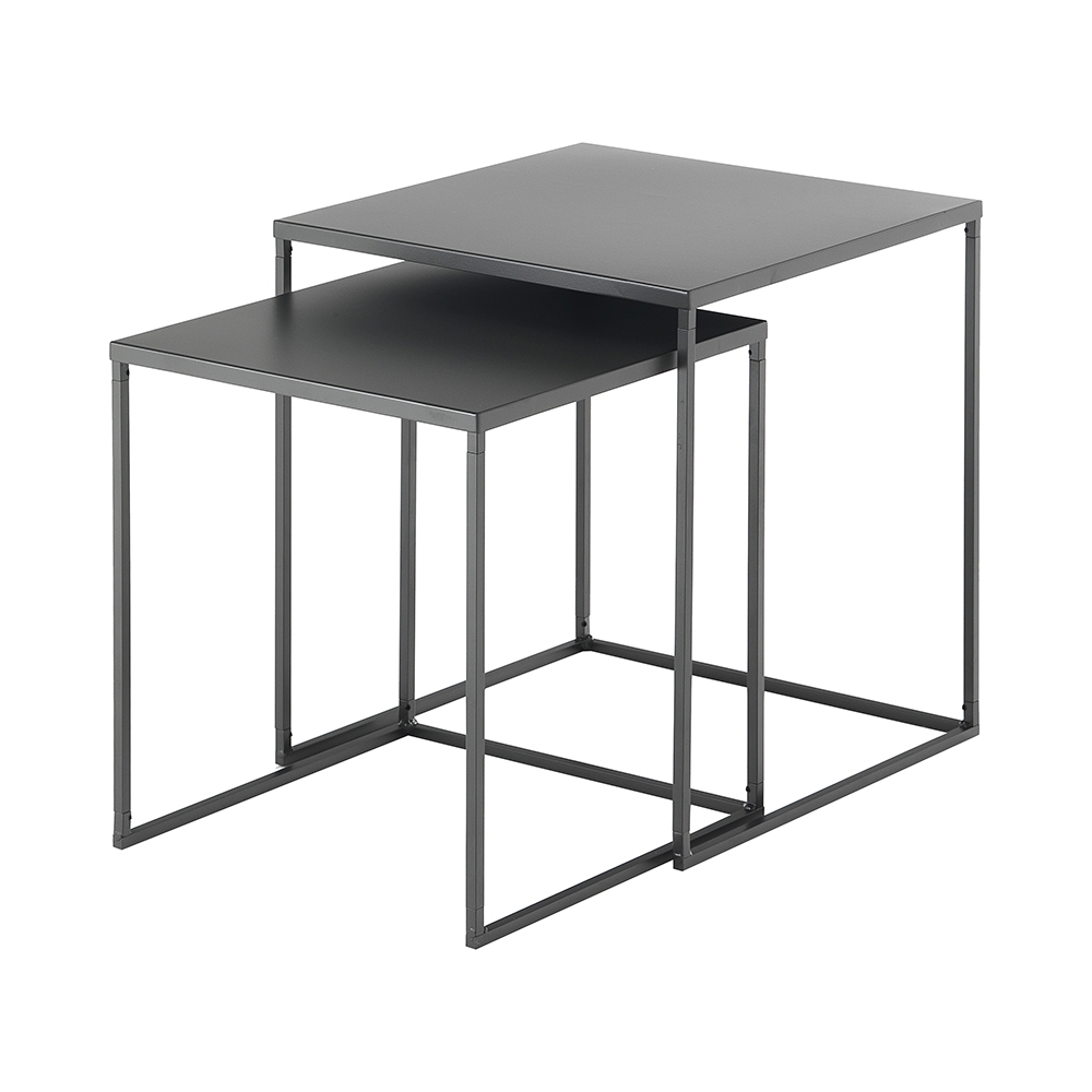 Sæt af 2 sofaborde i antracitgrå metal med firkantet design Omaha Kampagne