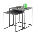 Sæt af 2 sofaborde i antracitgrå metal med firkantet design Omaha Tilbud