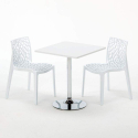 Cocktail hvid cafebord sæt: 2 Gruvyer farvet stole og 70cm kvadratisk bord 