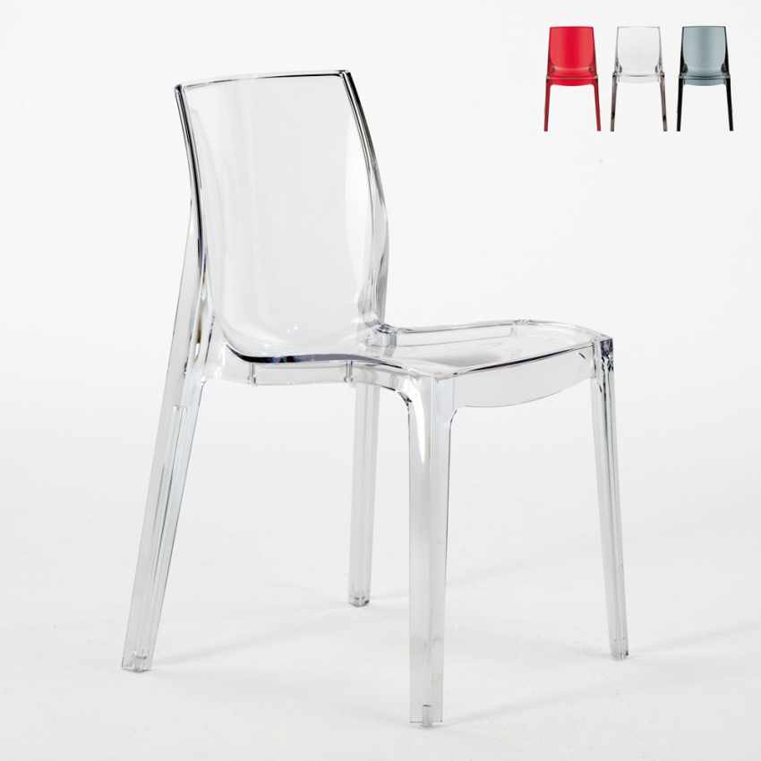 Sæt 16 Fatale italiensk design gennemsigtig spisebord stol