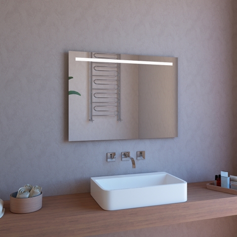 Belyst badeværelsesspejl 100x70cm med touch LED-lys og bluetooth ETR114 Kampagne