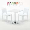 Cocktail hvid cafebord sæt: 2 Paris farvet stole og 70cm kvadratisk bord Udsalg