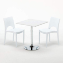 Cocktail hvid cafebord sæt: 2 Paris farvet stole og 70cm kvadratisk bord 