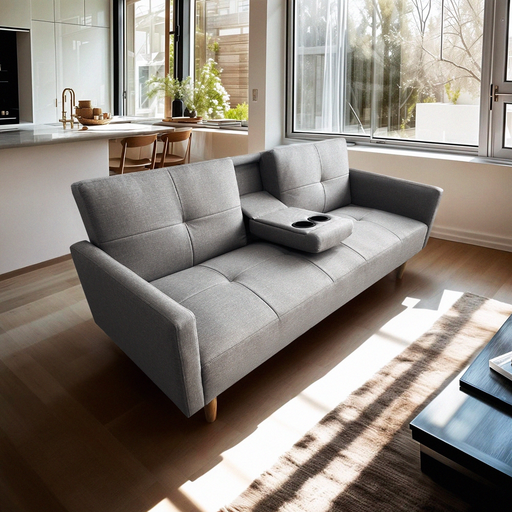 Nordisk 2-personers sovesofa i tekstil med kopholder armlæn Donum Kampagne