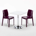 Cocktail hvid cafebord sæt: 2 Ice farvet stole og 70cm kvadratisk bord Mål