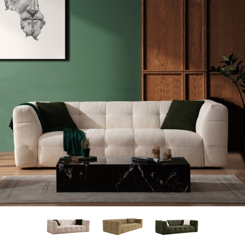 Moderne 3-personers sofa i bouclè med puder 235cm Cady Kampagne