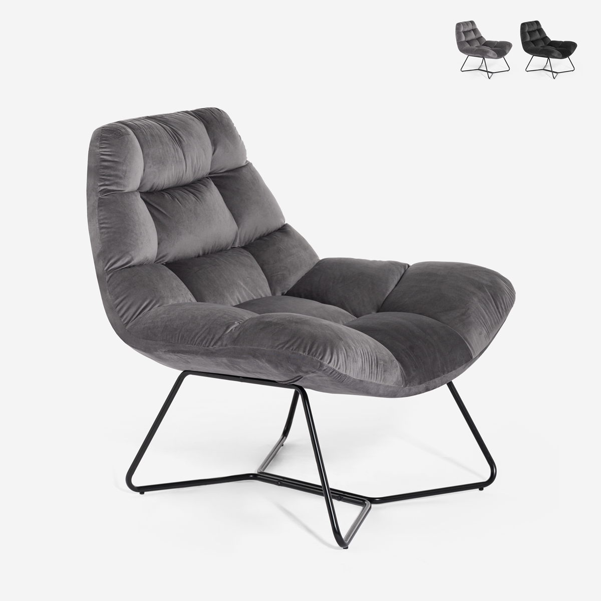 Lænestol i velour med moderne stofpude design til stuen Karu Kampagne Lænestol i velour med moderne stofpude design til stuen Karu Kampagne
