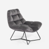Lænestol i velour med moderne stofpude design til stuen Karu Tilbud