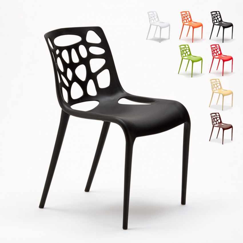 Sæt med 24 Gelateria AHD design spisebordsstole plastik i mange farver Udvalg