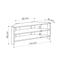 Vinklet TV-bord med 3 hylder 110x36cm Thales Egenskaber